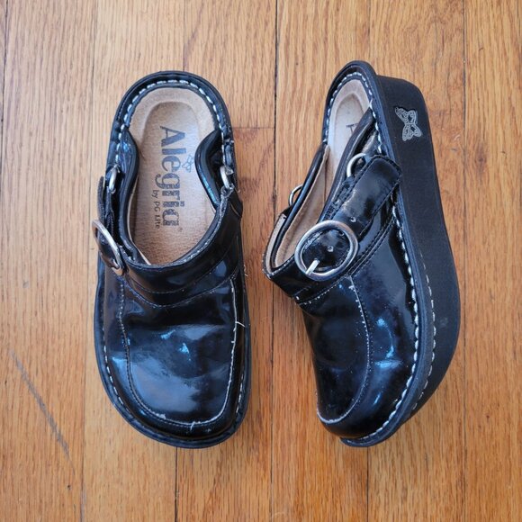Alegria‎ 12 Kids Black Patent Clogs Mules Slides LOU 101 LOUISE Seville - Picture 3 of 10